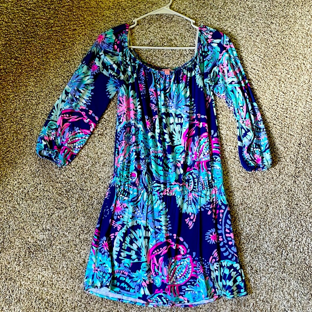 Lilly Pulitzer romper! So pretty. Long sleeve with shorts under the skirt.